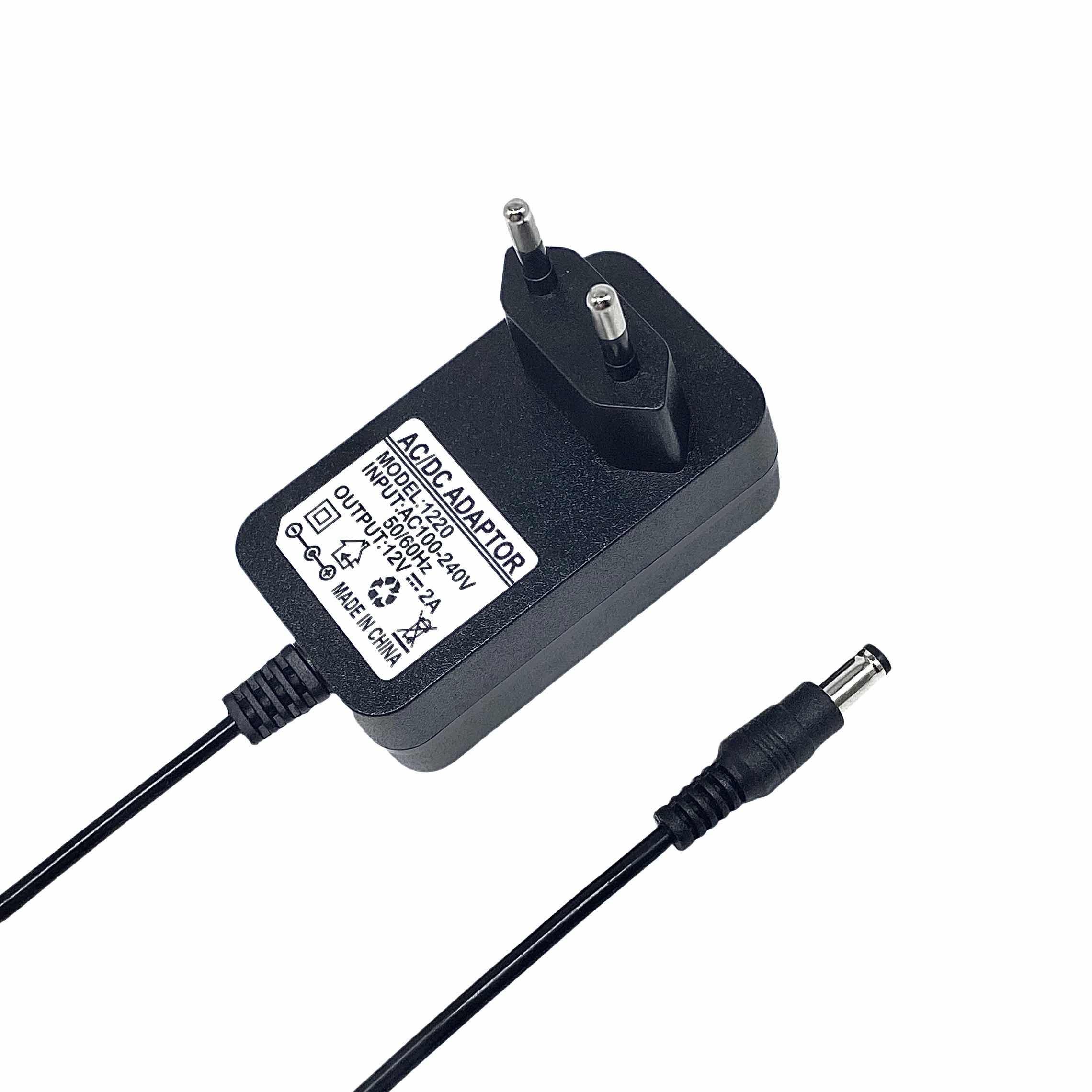 Factory direct sales support custom free sample 24W 12V 2A monitoring notebook smart home LED lights DC output plug-in adapter