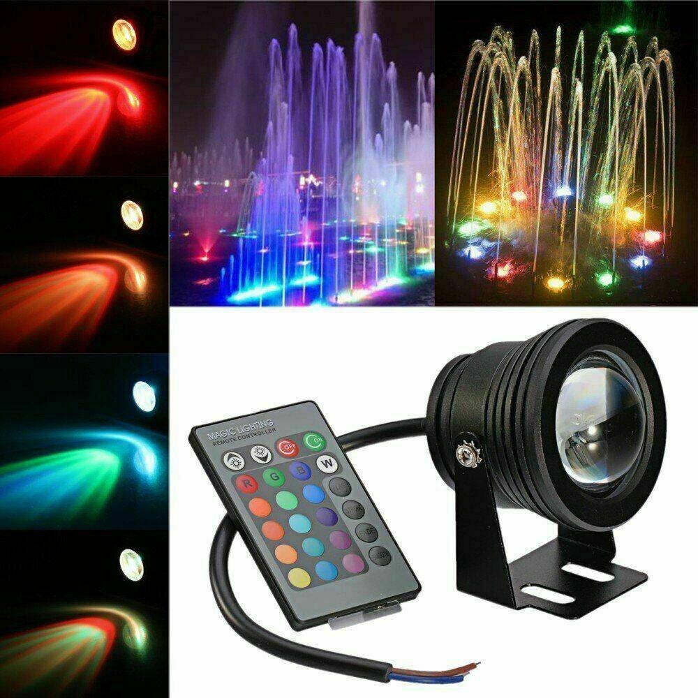 Underwater RGB Aquarium Light LED Floodlight Outdoor Waterproof Garden Spotlight Lamp for Fountain Swim Pool Pond US / EU Plug