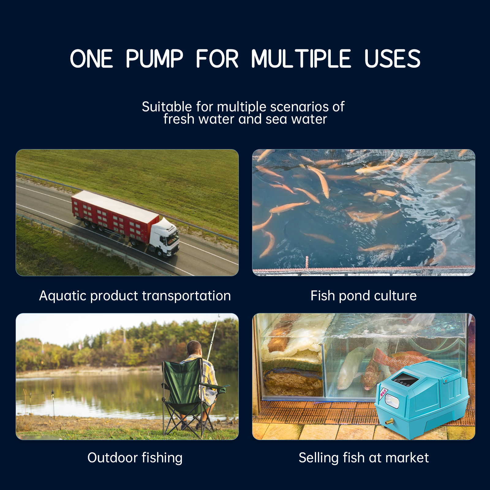 YEE Large Air Volume Oxygen Pump Large Aquarium Portable Lithium Battery Air Pump DC AC Aerator For Fish Farming Pond