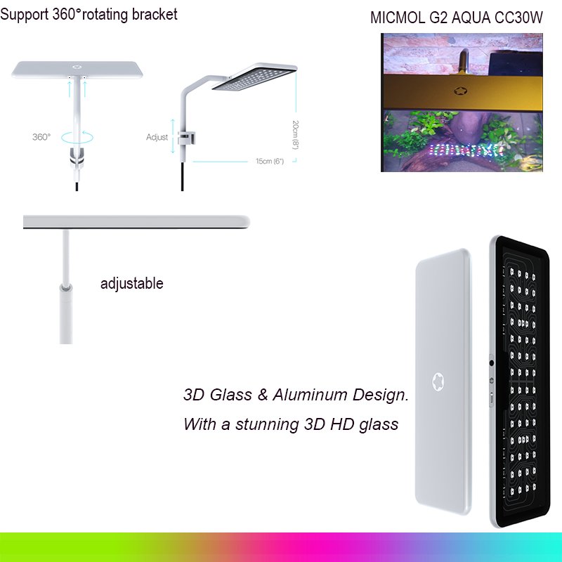 Micmol Aqua CC APP control Planted 30W dimmable Programmable fish tank planted aquarium light led