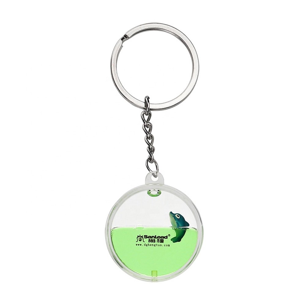 Dolphin Floater Ocean Park Snow Water Aquarium Key Chain Acrylic Flotage Glitter Liquid Quicksand Cylinder Round Keychain