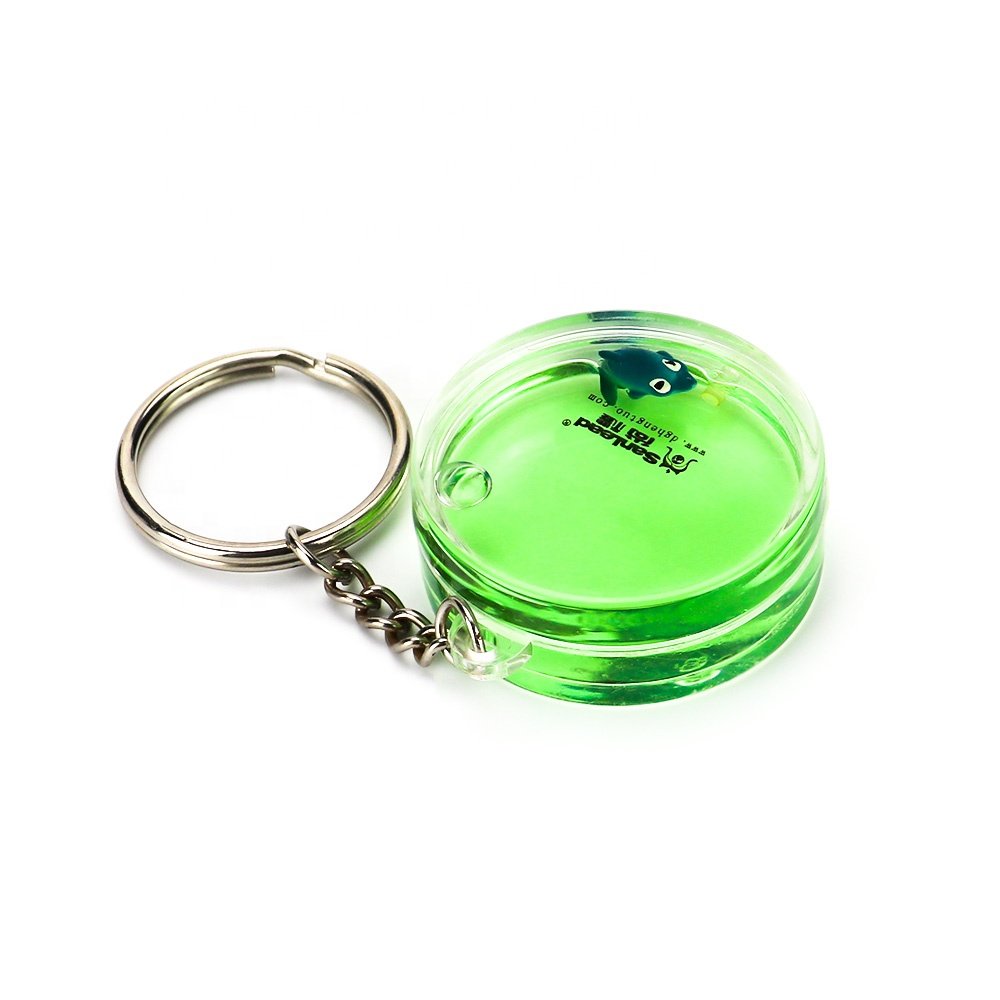 Dolphin Floater Ocean Park Snow Water Aquarium Key Chain Acrylic Flotage Glitter Liquid Quicksand Cylinder Round Keychain