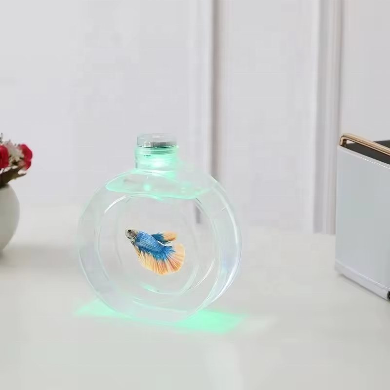Acrylic simple jellyfish tank with remote control colorful light usb interface net red mini smart tank,small fish tank,
