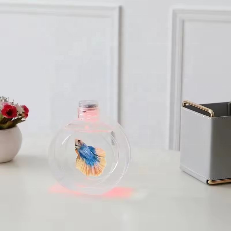 Acrylic simple jellyfish tank with remote control colorful light usb interface net red mini smart tank,small fish tank,