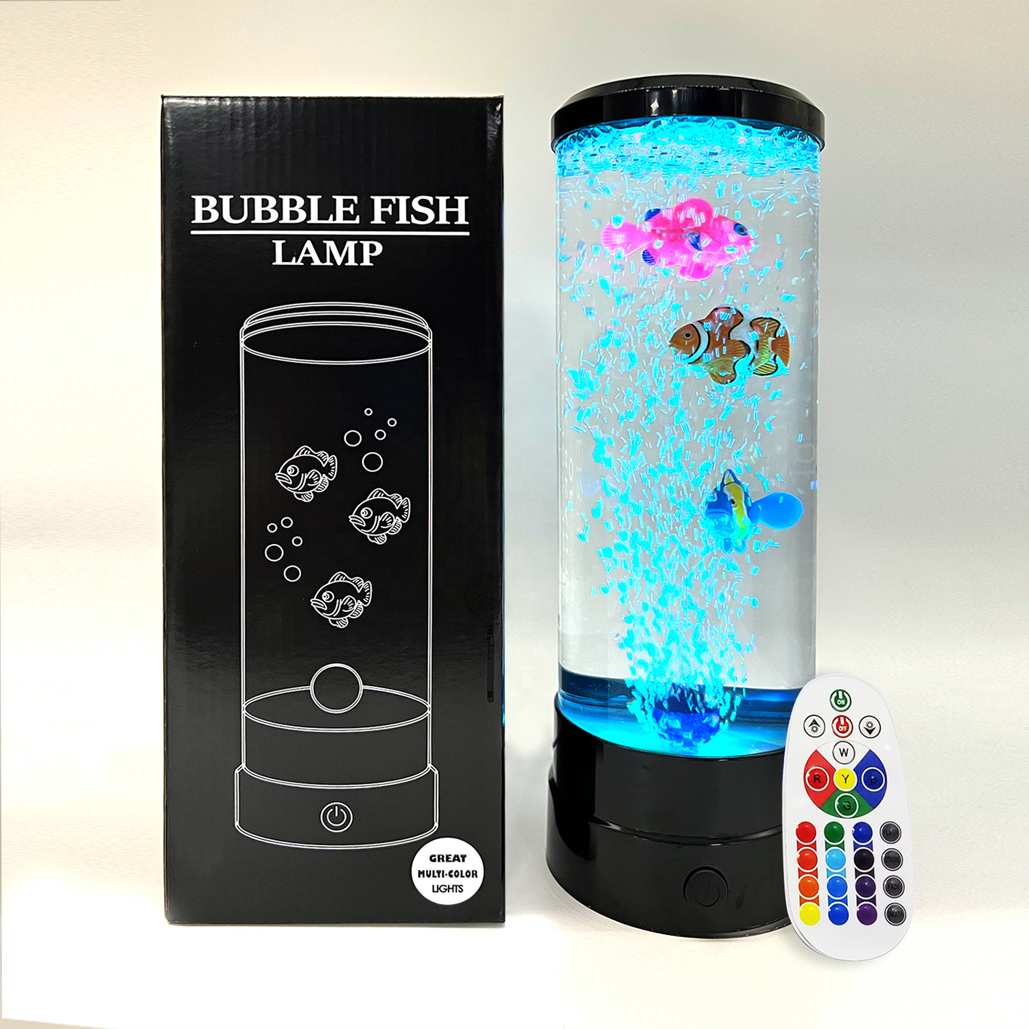 12'' Bubble Fish Lava Lamp LED Multi-Color Changing Aquarium Light Night Light for Home Office Living Room