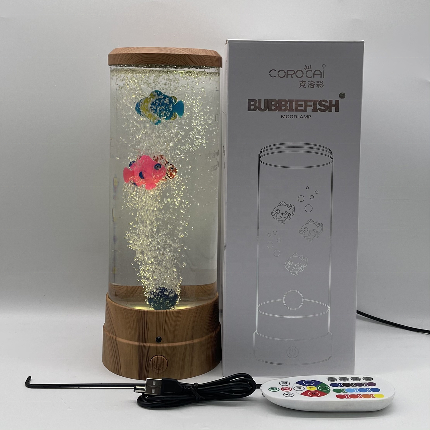 12'' Bubble Fish Lava Lamp LED Multi-Color Changing Aquarium Light Night Light for Home Office Living Room