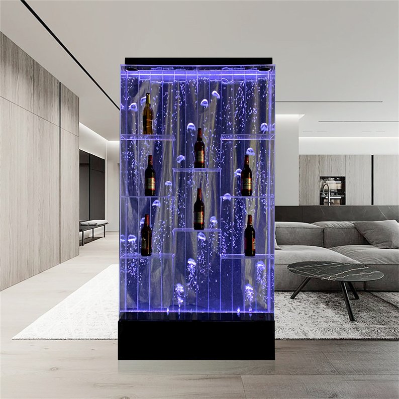 Acrylic Panel with round division LED lights acrylic water bubble wall with shelves