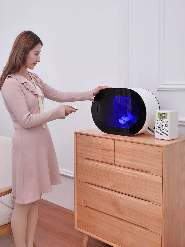 Spot goods offer top table viewing aquarium jellyfish ecological 8L black tank jellyfish tank multi-purpose acrylic tank
