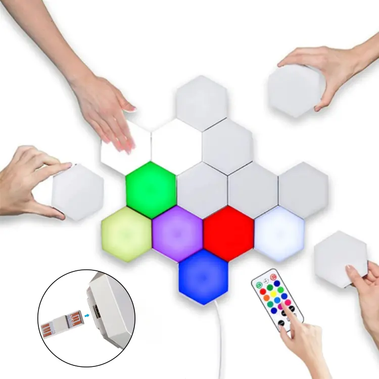 E-top Smart Home Lights Hexagonal RGB LED Light Fixtures (6-Pack) Touch Operated and Arrangeable Aquarium Lights