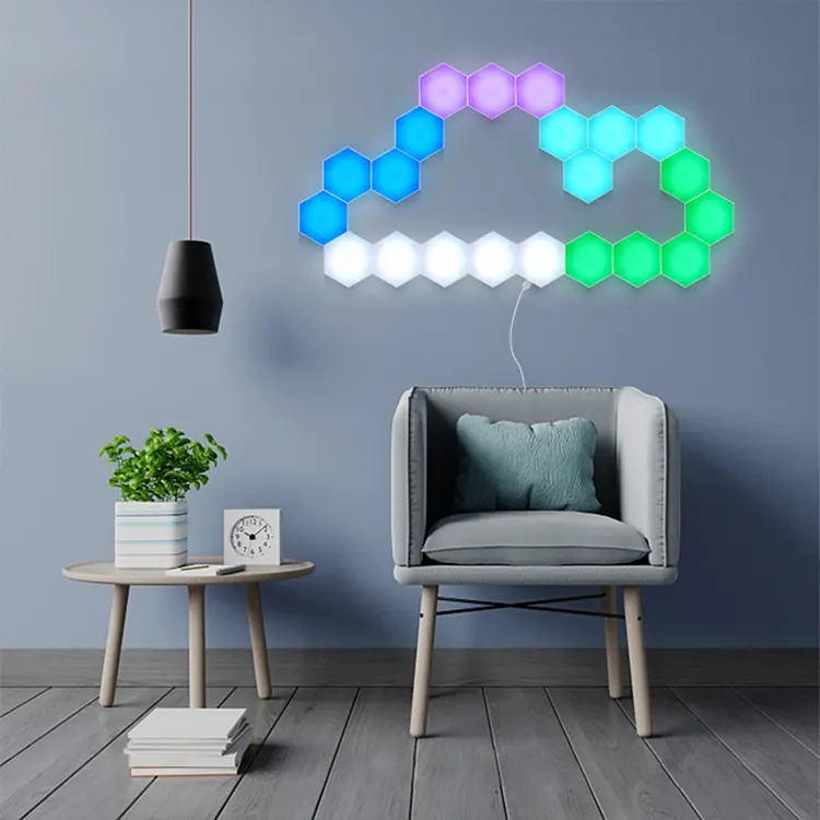 E-top Smart Home Lights Hexagonal RGB LED Light Fixtures (6-Pack) Touch Operated and Arrangeable Aquarium Lights