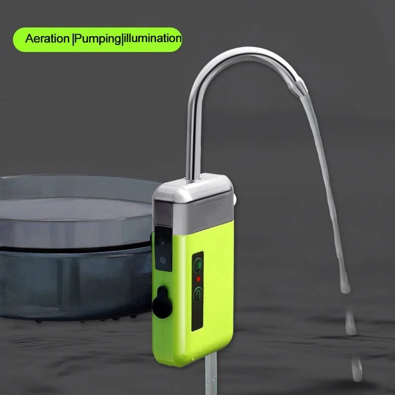 Portable 3 in 1 Mini Oxygen Pump With Air Stone Tube Sensing USB Charging Automatic Water Pump LED Lighting For Outdoor Fishing