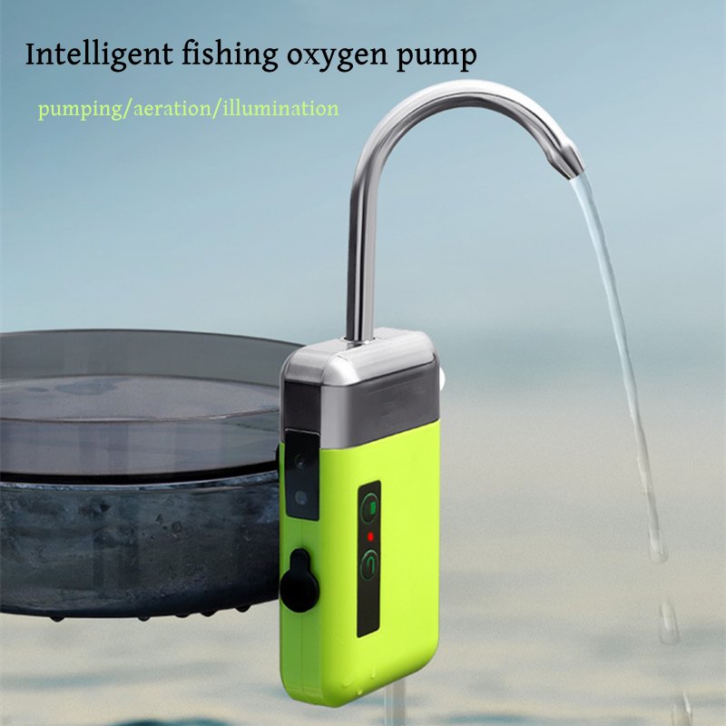 Portable 3 in 1 Mini Oxygen Pump With Air Stone Tube Sensing USB Charging Automatic Water Pump LED Lighting For Outdoor Fishing