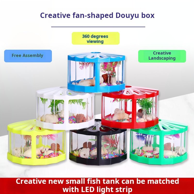 Mini Turtle Tank PVC Reptile Box Fish Tank with Light Plastic Water Tank