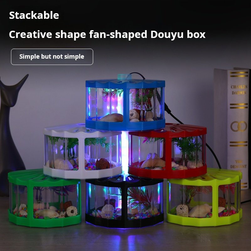Mini Turtle Tank PVC Reptile Box Fish Tank with Light Plastic Water Tank