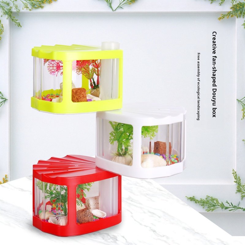 Mini Turtle Tank PVC Reptile Box Fish Tank with Light Plastic Water Tank