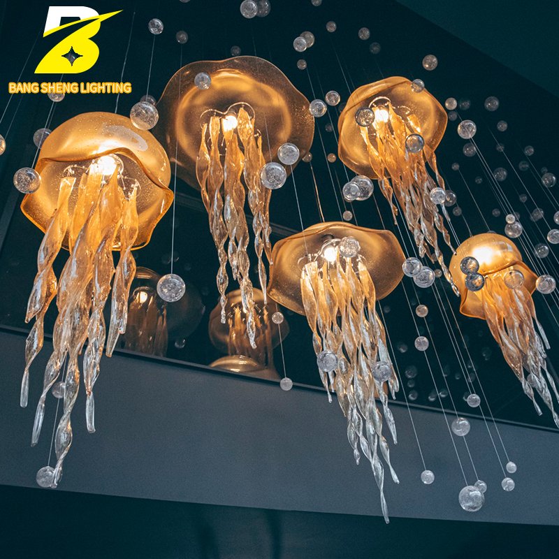 Light luxury glass luxury Restaurant Hotel Anchor Hall Aquarium Children's paradise jellyfish crystal chandelier