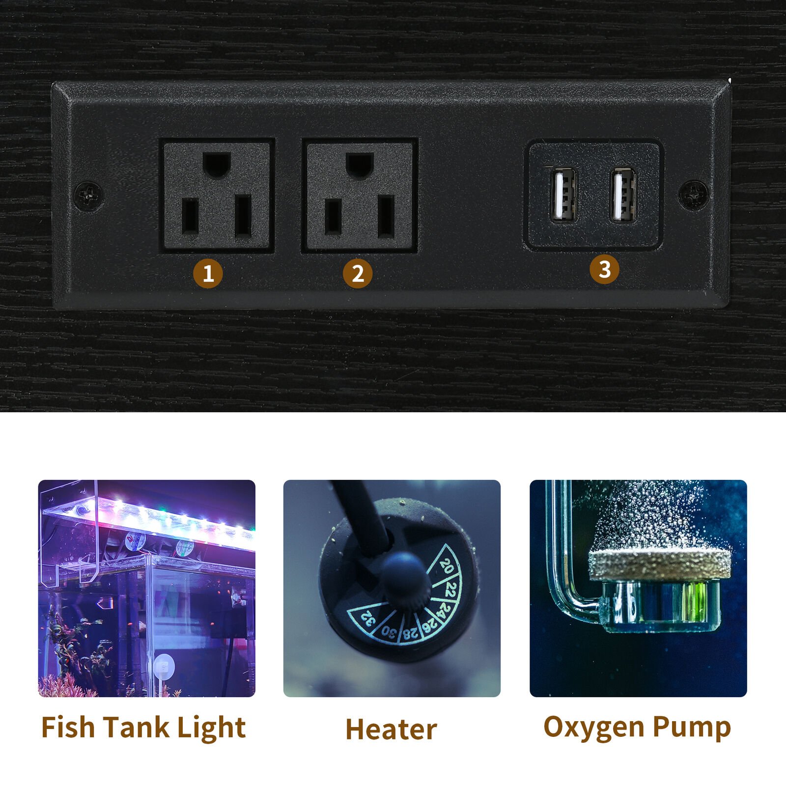 40-50 Gallon Metal Aquarium Stand Fish Tank Stand Storage Cabinet with Power Outlet
