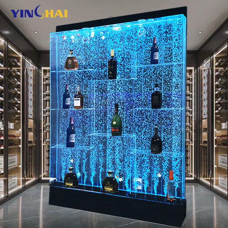 Acrylic decor led Bubble wall with liquor shelf display Fountain Screen & Room Divider removable discoloration Water Bubble Wall