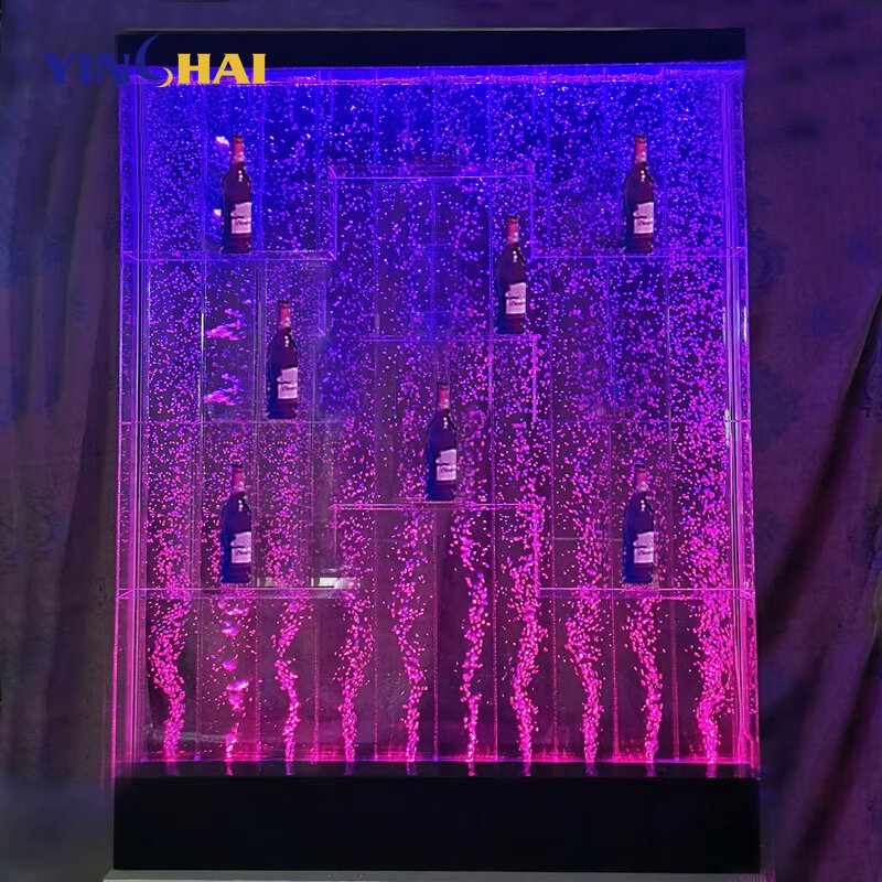 Acrylic decor led Bubble wall with liquor shelf display Fountain Screen & Room Divider removable discoloration Water Bubble Wall