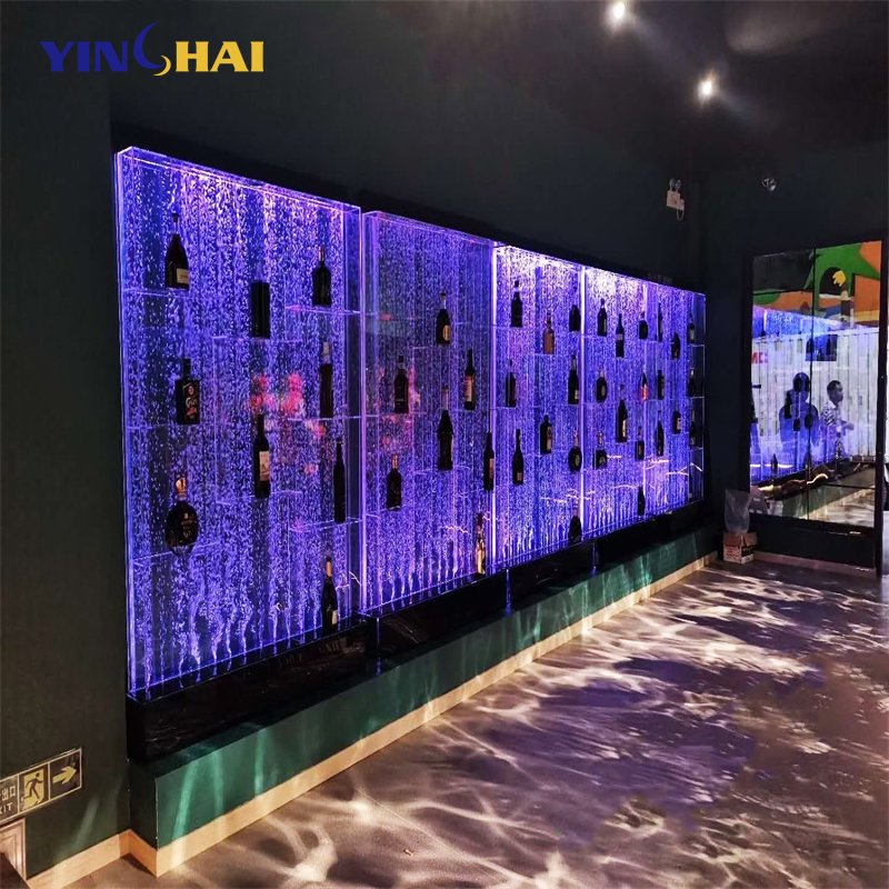 Acrylic decor led Bubble wall with liquor shelf display Fountain Screen & Room Divider removable discoloration Water Bubble Wall