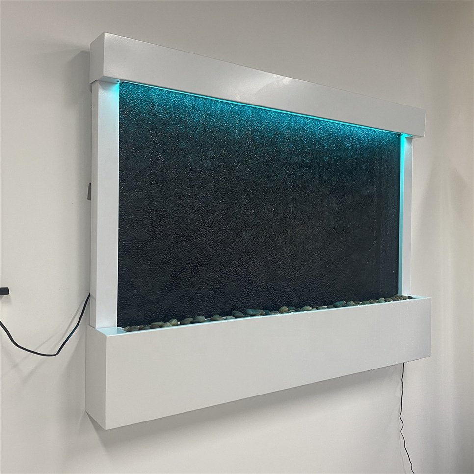 Customized (size/logo)tempered glass water fountain led aquarium home decor