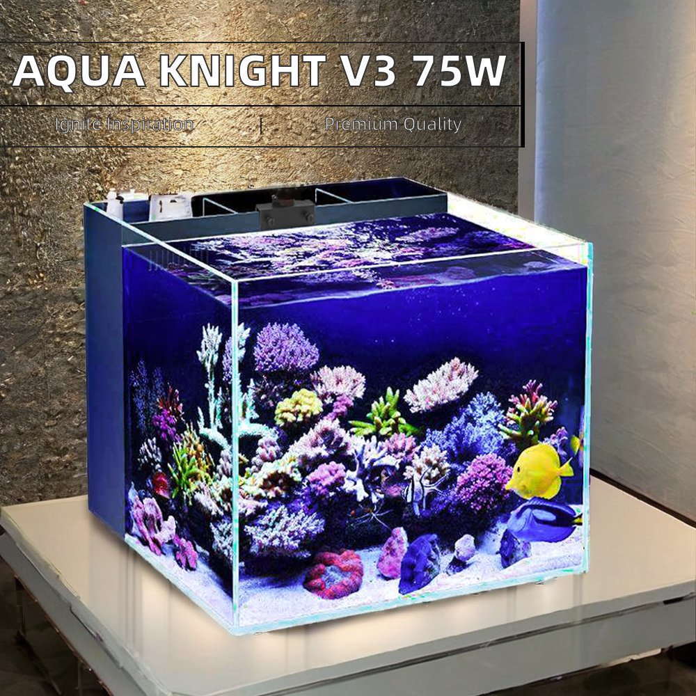 2023 New Arrival Aqua Knight V3 75W Full Spectrum LED Aquarium Lamp Changeable Emitting Color for Saltwater Coral Reef Light
