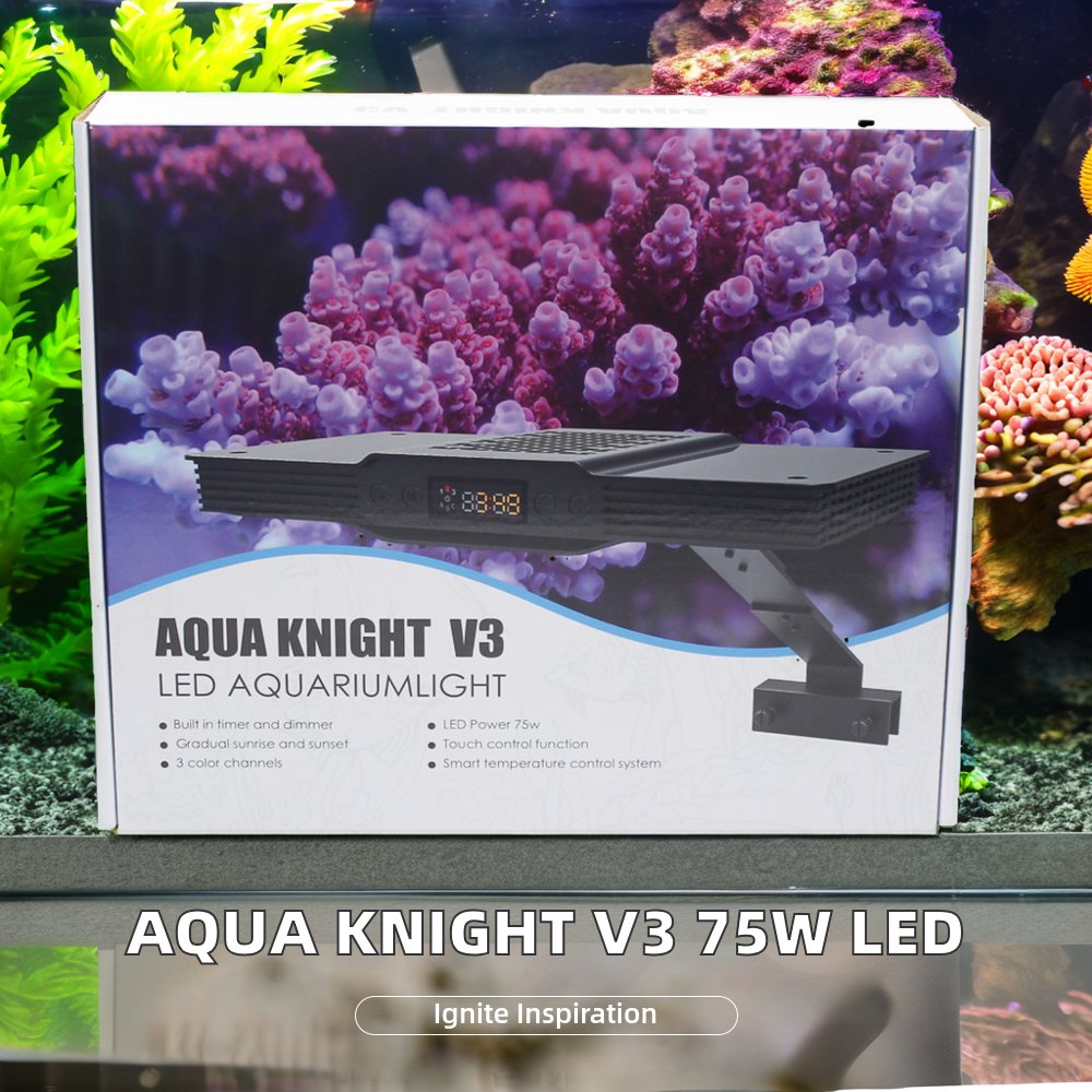 2023 New Arrival Aqua Knight V3 75W Full Spectrum LED Aquarium Lamp Changeable Emitting Color for Saltwater Coral Reef Light