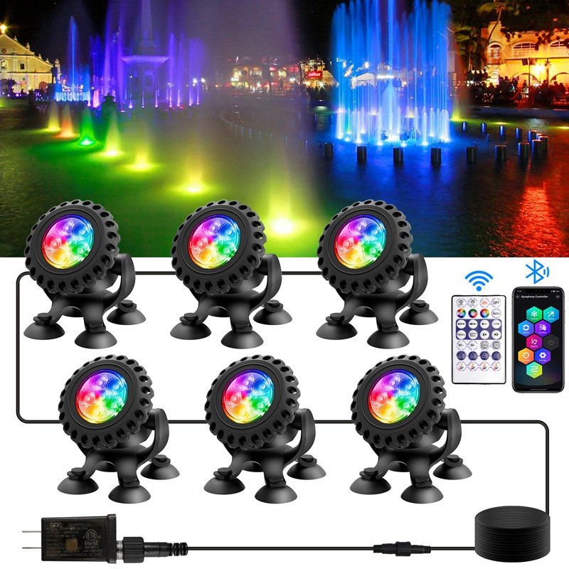 Waterproof Underwater Light Remote Control APP Home Suction Cup Aquarium Light IP68 Waterproof RGB Pool Landscape Light