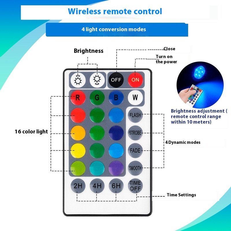 Waterproof Underwater Light Remote Control APP Home Suction Cup Aquarium Light IP68 Waterproof RGB Pool Landscape Light