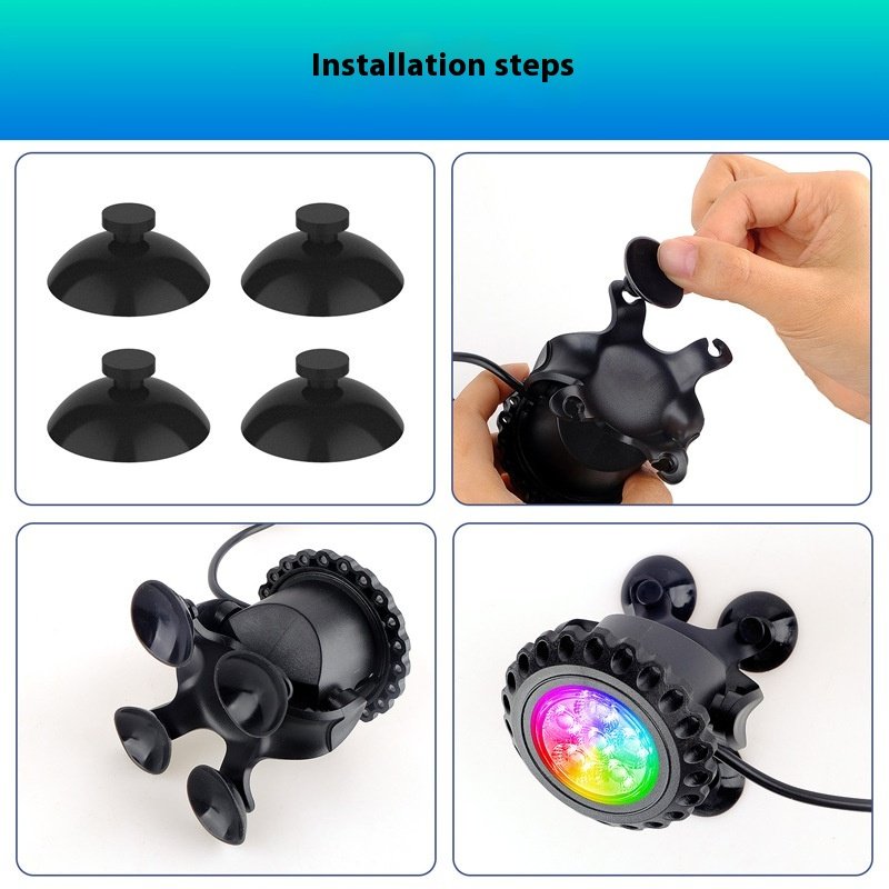 Waterproof Underwater Light Remote Control APP Home Suction Cup Aquarium Light IP68 Waterproof RGB Pool Landscape Light