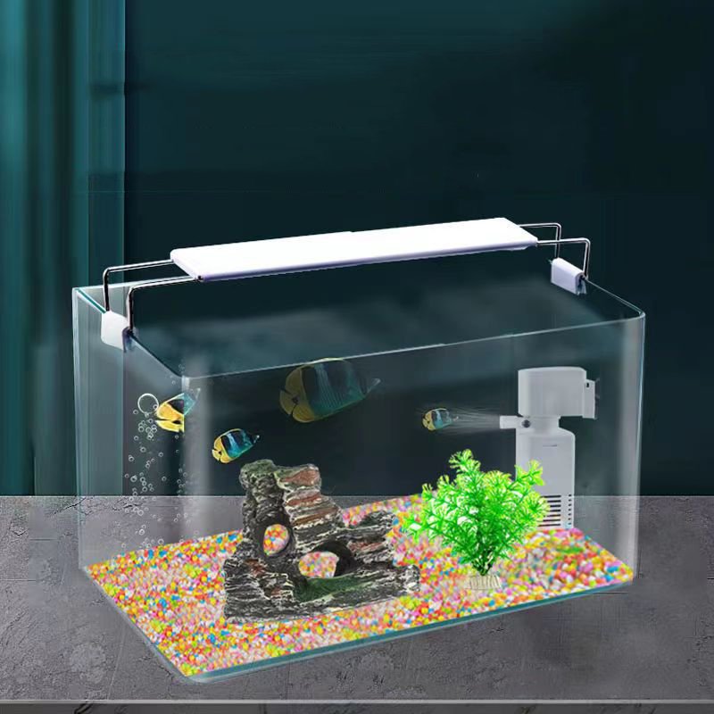 Living Room Small Goldfish Tank Transparent Glass Fish Tank Aquarium With Oxygen Lighting