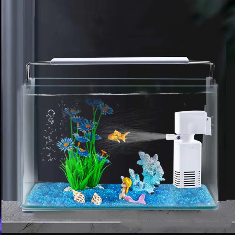 Living Room Small Goldfish Tank Transparent Glass Fish Tank Aquarium With Oxygen Lighting