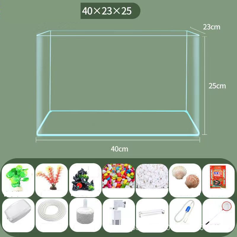 Living Room Small Goldfish Tank Transparent Glass Fish Tank Aquarium With Oxygen Lighting