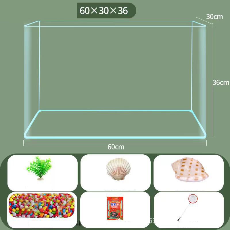 Living Room Small Goldfish Tank Transparent Glass Fish Tank Aquarium With Oxygen Lighting