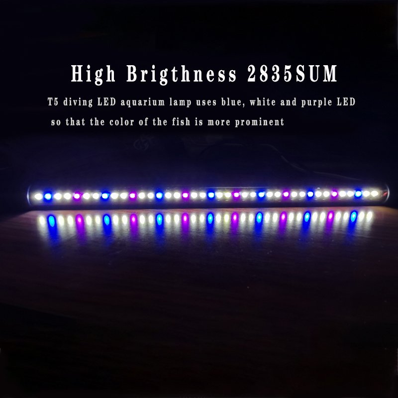 Zaohetian 2835 Beads Brightening Aquarium Lighting Small Fish Tank Light Cheap Led Aquarium Lights Aquarium Lamp T4 Glass 80 100