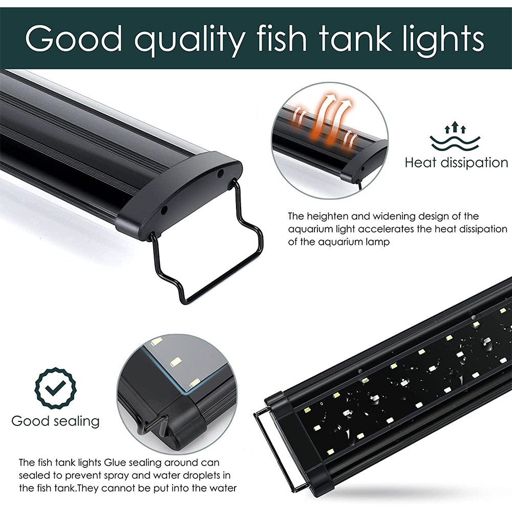 18W Full Spectrum Aquarium Lighting with Extendable Stand WRGB 7 Modes LED Timing Dimming Controller Fish Tanks Accessories Lamp