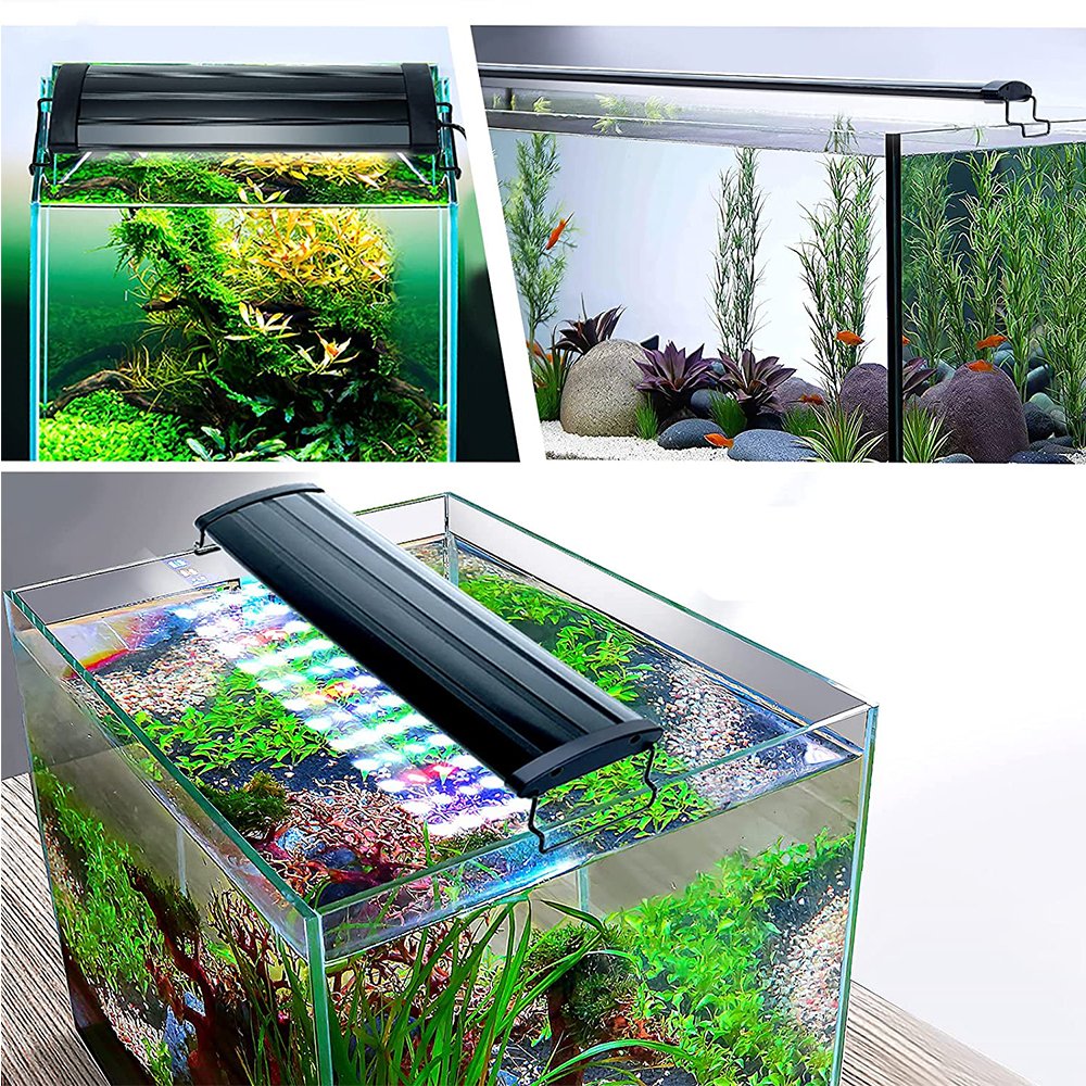 18W Full Spectrum Aquarium Lighting with Extendable Stand WRGB 7 Modes LED Timing Dimming Controller Fish Tanks Accessories Lamp