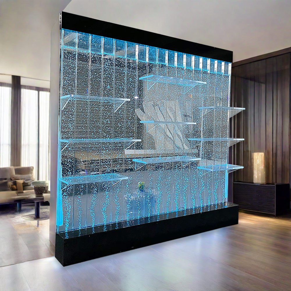 Custom interior decorative acrylic partition wall panel dancing led water bubble wall