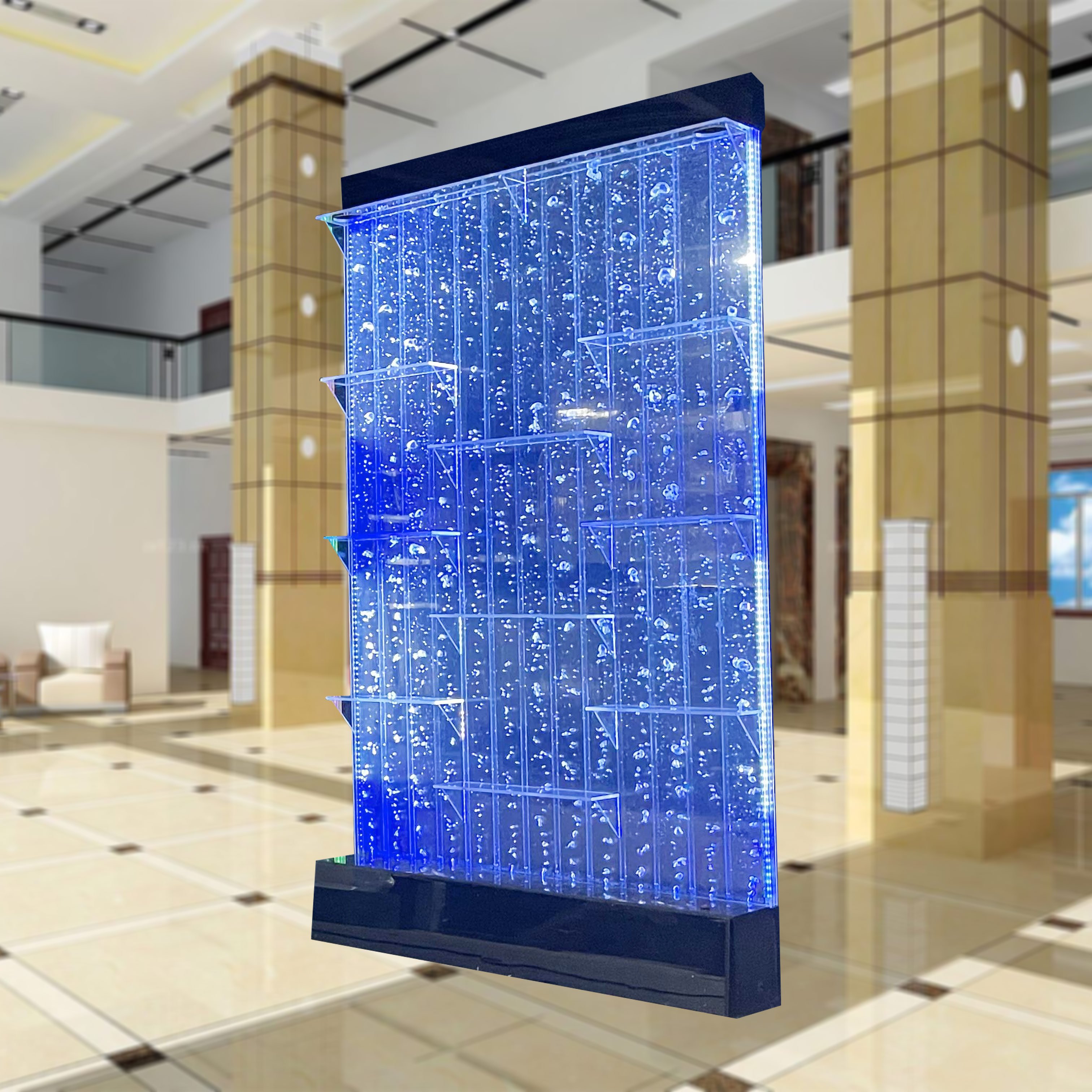 Custom interior decorative acrylic partition wall panel dancing led water bubble wall