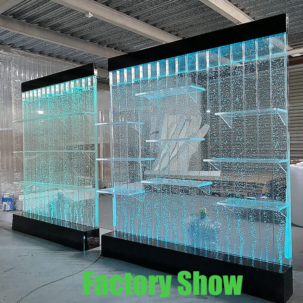 Custom interior decorative acrylic partition wall panel dancing led water bubble wall