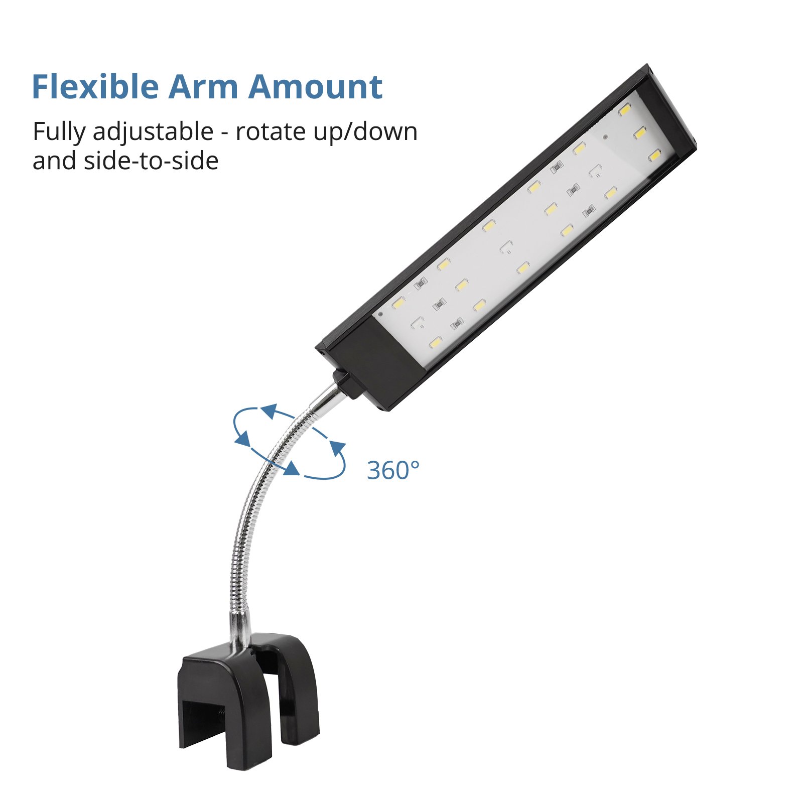 Gako JTL-18 5730 Freshwater Plant Color Twinstar Clip on Aquarium Light LED Eco-friendly IP67 90 Aluminum Alloy 7W Blue White