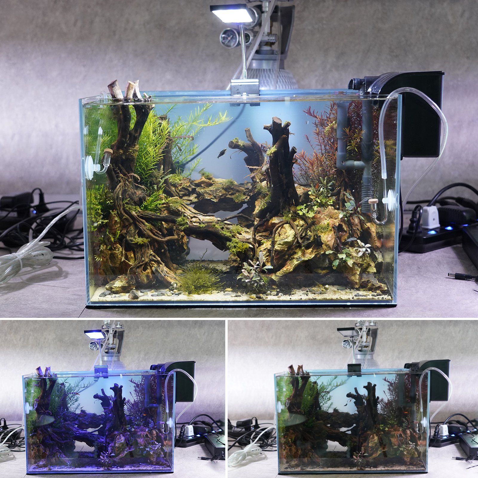 Gako JTL-18 5730 Freshwater Plant Color Twinstar Clip on Aquarium Light LED Eco-friendly IP67 90 Aluminum Alloy 7W Blue White