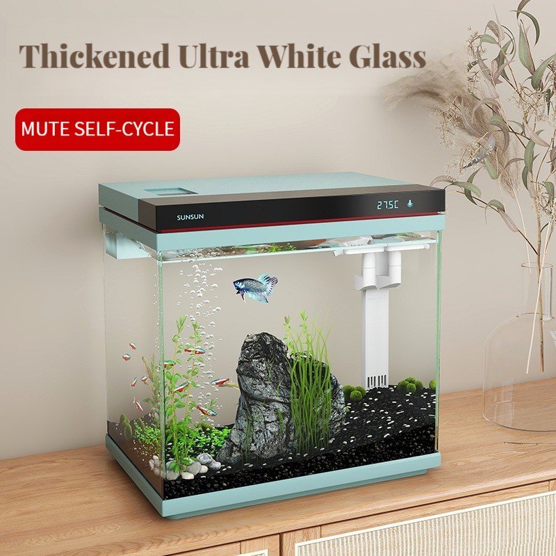 Factory Wholesale Acuarios Aquarium Fish Tank Oxygen Accessories Mini Glass Aquariums with Led Light