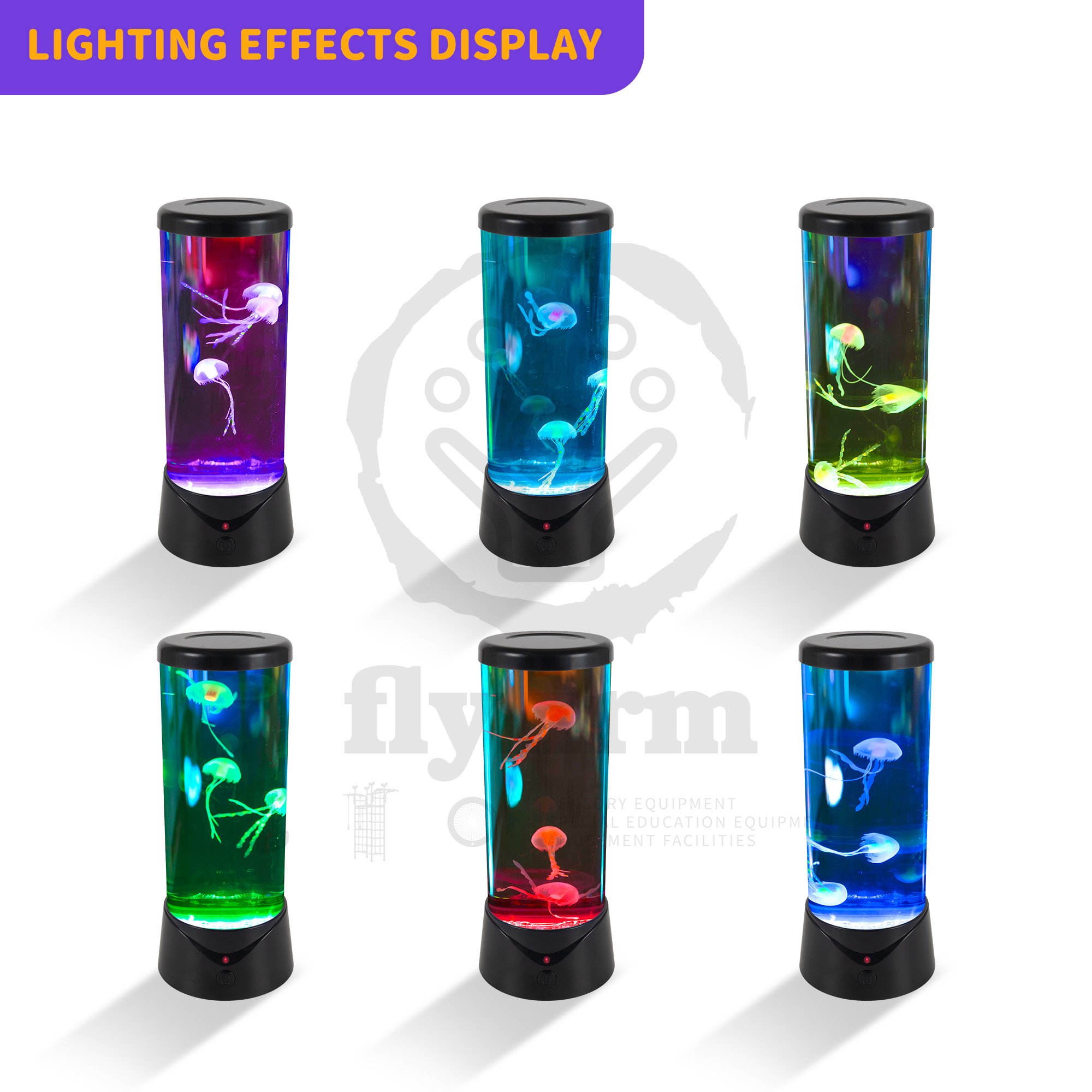 Flyfirm LED Aquarium Lamp Sensory Water Tank for Home Decor, Calming LED Mood Light with Floating Silicone Jellyfish for Autism