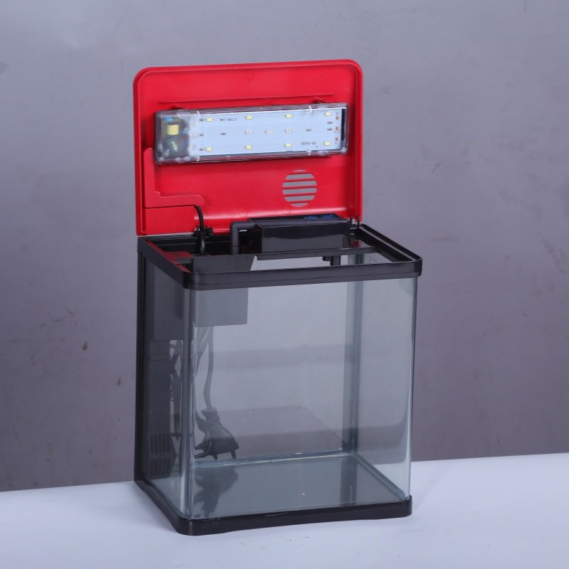 bedroom furniture switch LED light covered Integrated glass aquariums accessories one-piece curved fish tank