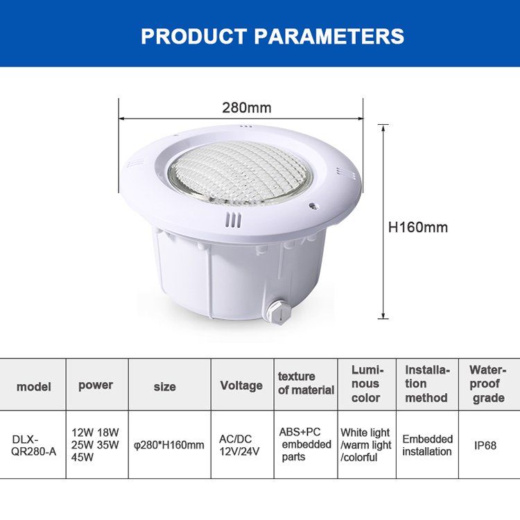 Custom Swim Pool Lamp 12W Pond Aquarium Rgb Ip68 Led Colorful Underwater Swimming Pool Light