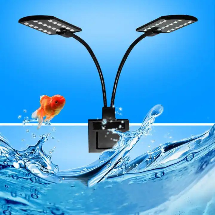AST Fish tank LED clip light LED aquarium double head aquarium light x7 10w black us plug