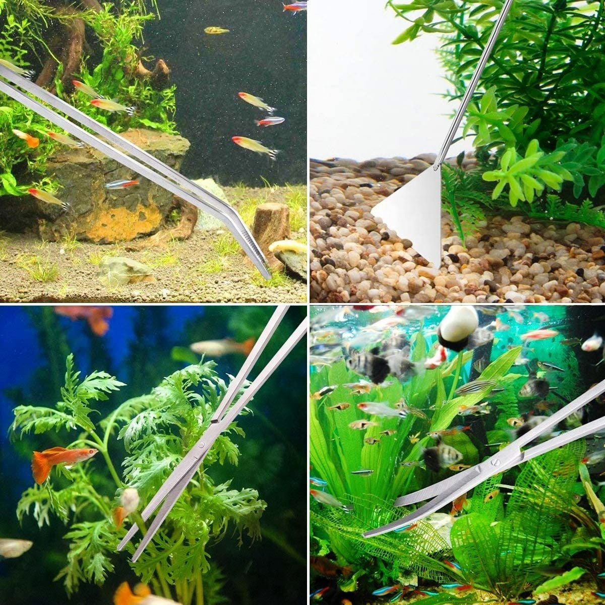 Aquarium Tools Kit Fish Tank Aquatic Plant Tweezers Scissor Spatula Aquarium Tank Aqua Scaping Tools Stainless Steel 5 in 1