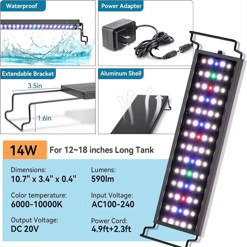 NAUTIEYE FG186 Excellent Day-Night Cycle Mode & Auto On/Off Timer Rgb Aquariums Accessories Full Spectrum LED Lights