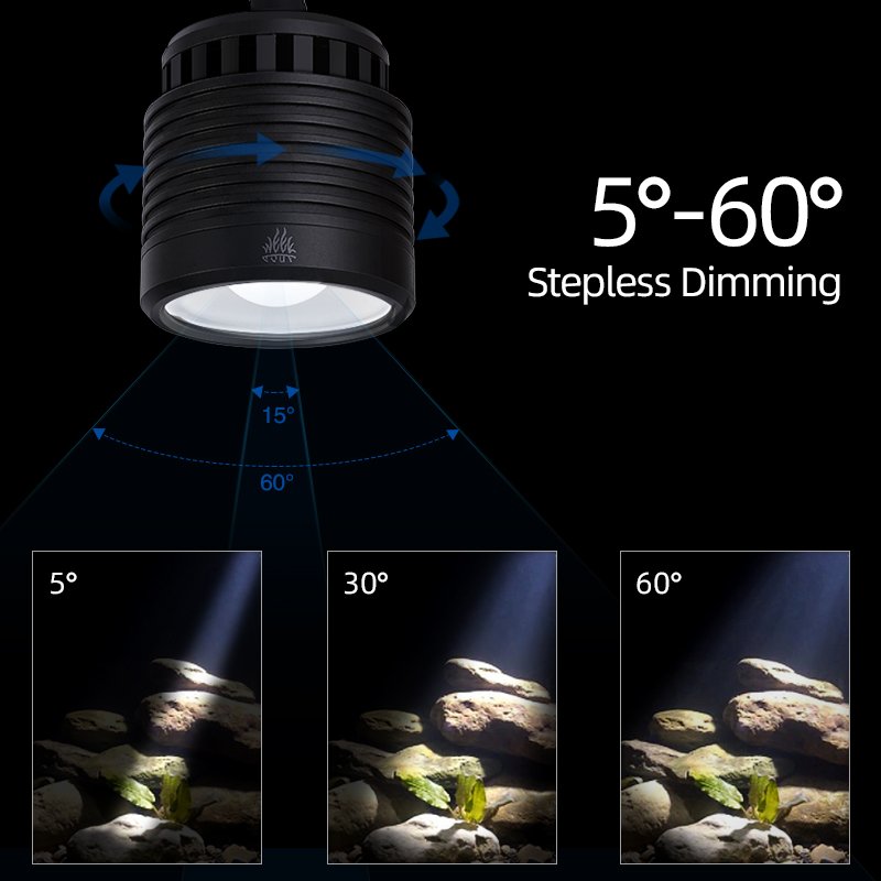 WEEK AQUA Mini7Pro-F LED Aquarium Submersible spotlights Focusing Dimming COB 6500k 4000k 2700k IP68 Dive Fish Tank Spotlight